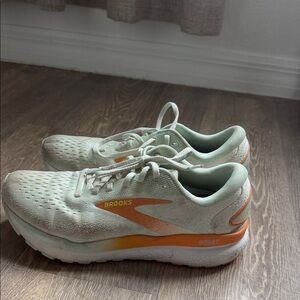 Brooks Women’s Running Shoes in Mint Green with Orange Accents